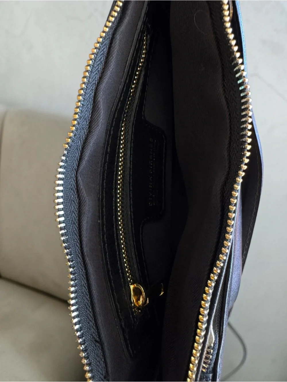 Divina Firenze Lilla Triple-Zip Black Italian Pebbled Leather Shoulder Bag.